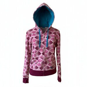 ROXY - Pink / Aqua - Long Sleeve Full Zip Hoody - XL (fit Med adult)